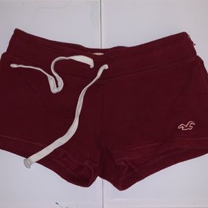 Size xs red/burgundy track shorts hollister
